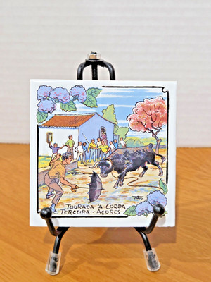 3-inch Collectible Tile, Tourada A Corda Terceira Azores