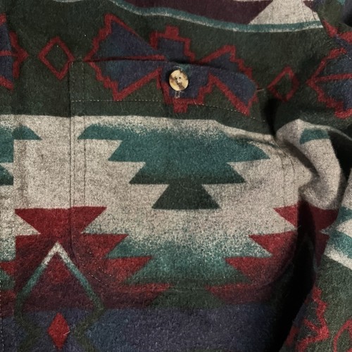 Vintage Cabelas Aztec Southwestern Chamois Flannel Shirt Large AOP - Picture 5 of 11