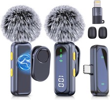 2-Pack Wireless Lavalier Microphone for iPhone iPad Plug-and-Play