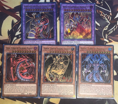 Yugioh: Sacred Beasts - Uria Hamon Raviel 5 Card Armityle Fusion Set NM