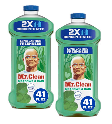 2x Mr. Clean 2X Concentrated Multi Surface Febreze Meadows & Rain Scent 41 fl oz