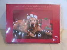 NIB Pink Sky "Dear Santa, " Golden Retriever 1000 Piece Puzzle 19" x 26"