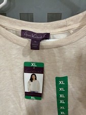 Gloria Vanderbilt Cream Lace Sleeve Sweatshirt Top Size XL NWT