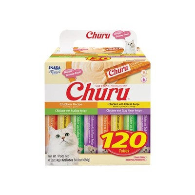 INABA Churu Cat Treats, Lickable, Squeezable Creamy Purée with Vitamin E, 0