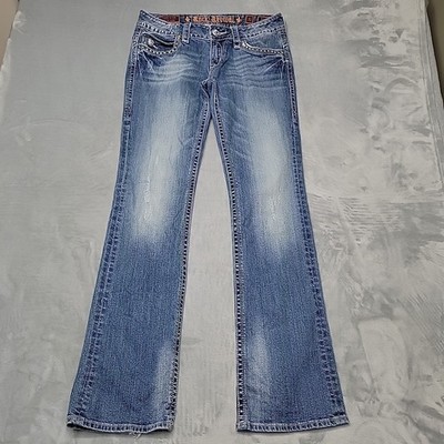 Rock Revival Jeans Womens 31 Blue Adele Boot Cut Embellished Denim Y2K Western