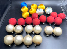 28 Silky String 2" Satin Ball Gold Blue White. Christmas Ornaments  Glass Balls