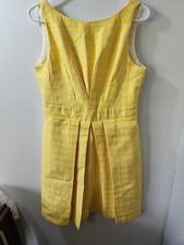 Tommy Hilfiger Yellow Brocade Geoprint Texture  Pocket Dress NWT Size 10