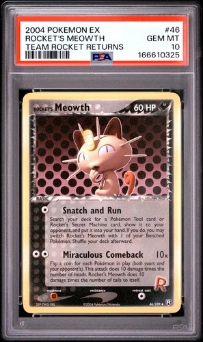 Pokemon Rocket's Meowth Team Rocket Returns 46/109 PSA 10 Gem Mint