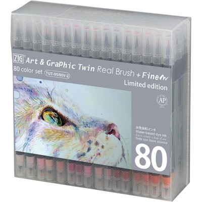 Kuretake ZIG Art & Graphic Twin Real Brush Fine Water-Based Pens 80 Color hobby