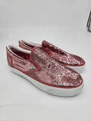 Mudd Poppy PINK Sequin slip-on Sneakers White platform sole Womens 9 NEW Shoes
