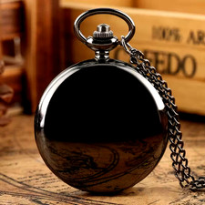 Luxury Smooth Quartz Pocket Watch Pure Color Retro Steampunk Necklace Pendant