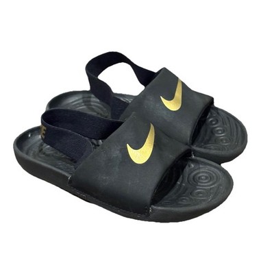 Nike Kids Kawa Slide Sandal Shoes Toddler Black Gold Size 9C