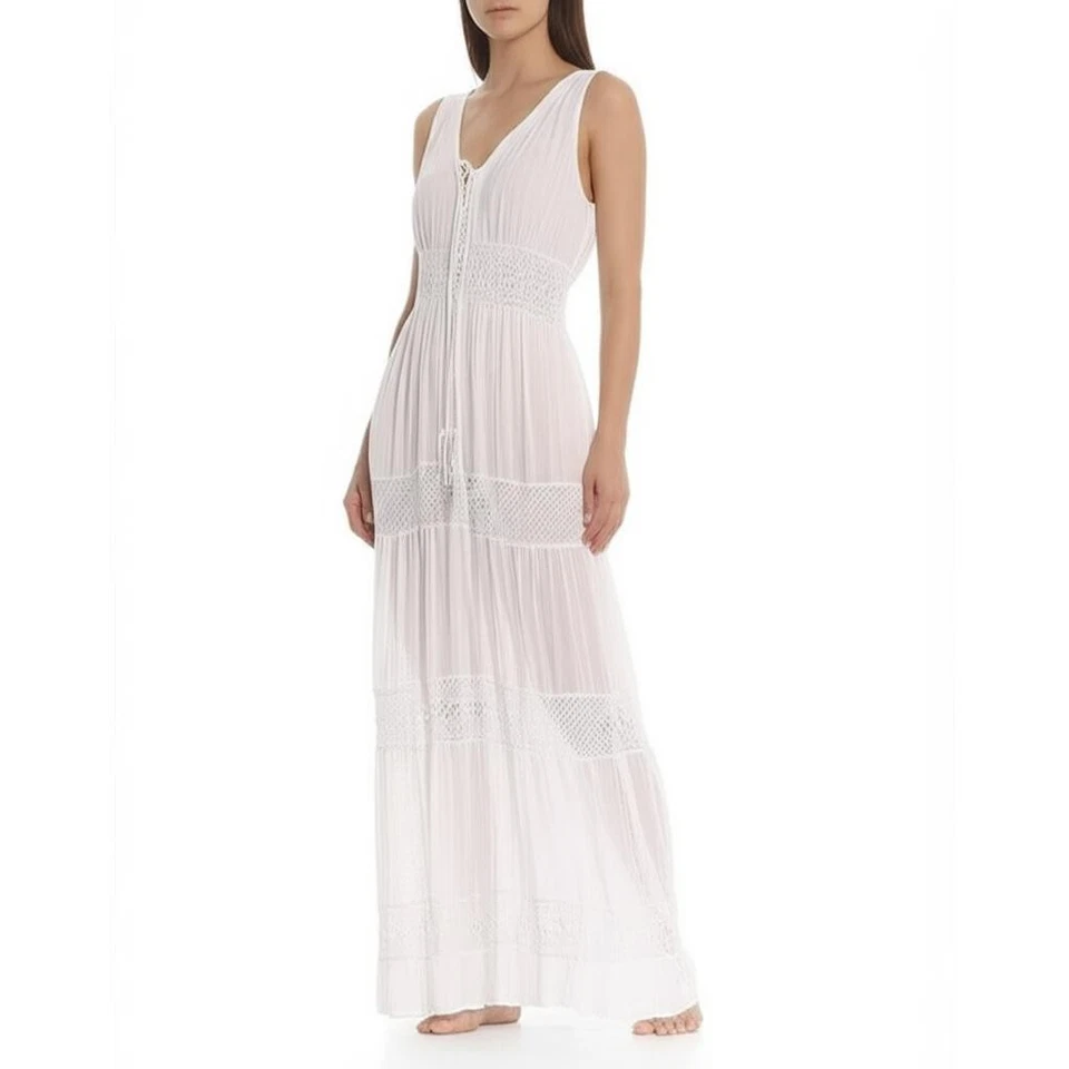 Vestido BLEU Rod Beattie Natación Encubrimiento Talla Grande Blanco Crochet Transparente Costero Foto 3 de 4