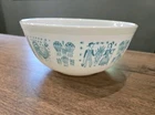 Pyrex 404 Amish Butterprint Ovenware 4qt Turquoise Blue Print Vintage 4.5x10.5