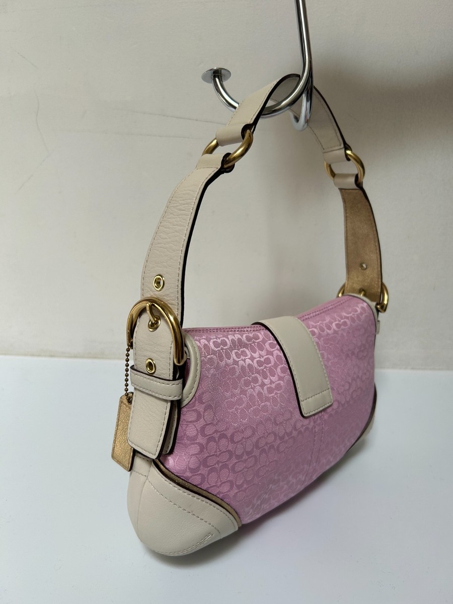 Vintage Y2K Coach Pink Signature Mini Soho Hobo Front Buckle