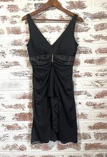 Jump Apparel Dress Cocktail V-neck Sleeveless Little Black Dress Drape Front 6