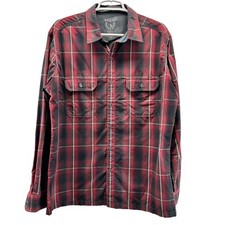 Kuhl Response Eluxur Long Sleeve Button Down Plaid Shirt Red Black Large