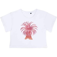 'Sea Anemone' Women's Cotton Crop Tops (CO050146)