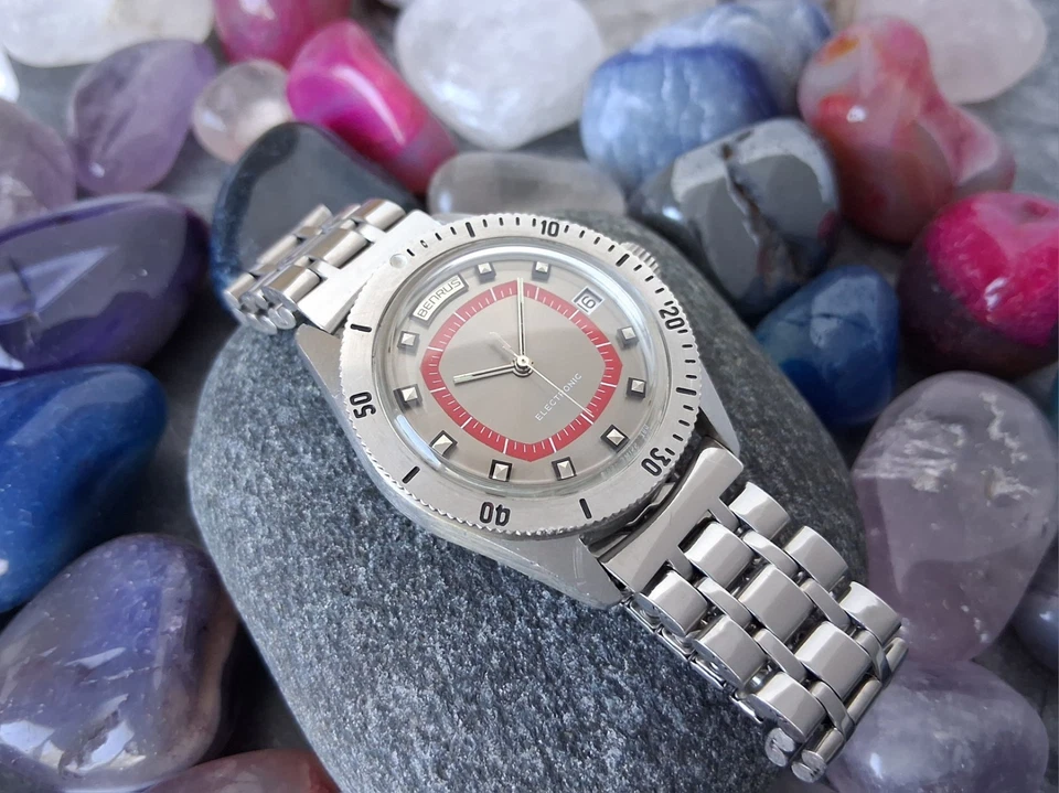 Serviced 1970 年 Benrus 电子胶囊男士复古手表 Sweep Seconds 罕见 — 第 2/4 张图片