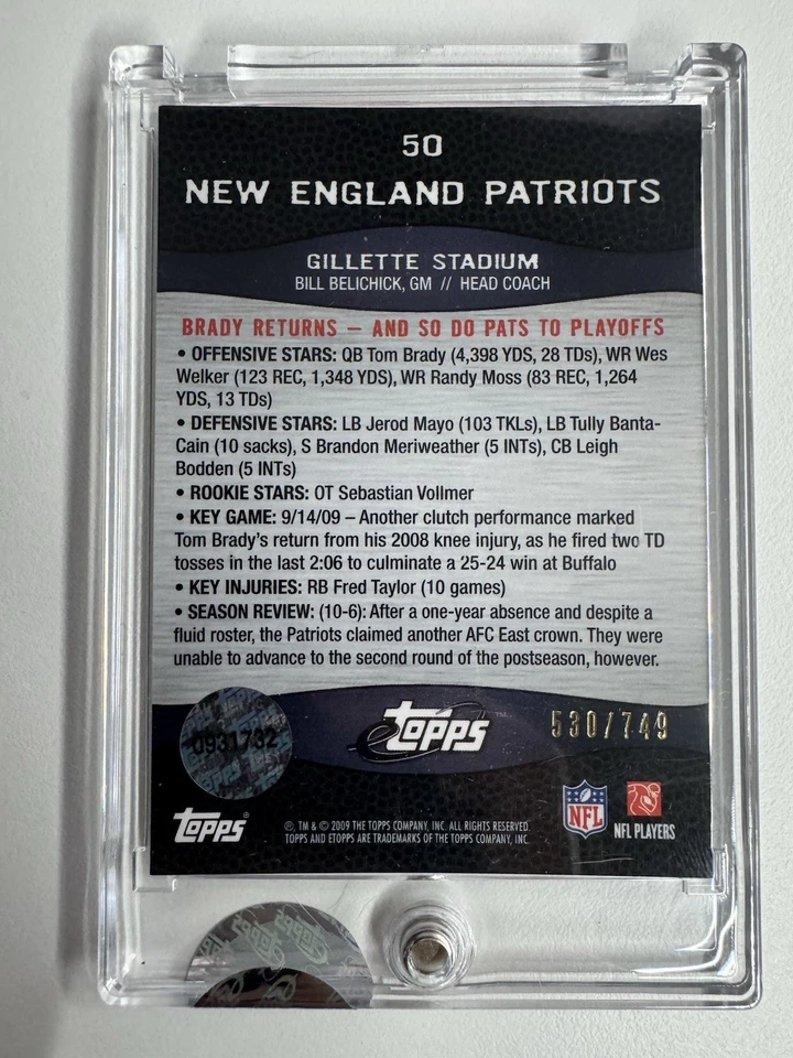 2009 eTopps /749 New England Patriots Team #50 Factory Sealed Uncirculated Mint - Image 3 of 3