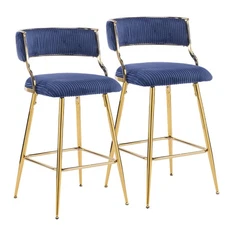 26" Bar Stools Set of 2, Counter Height Bar Stools with Back & Metal Legs, Fa...