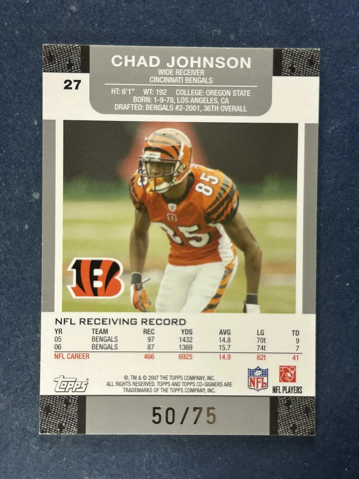 2007 Topps Co-Signers Holosilver Green #27 Chad Johnson/Jeff Rowe /75 - Image 2 of 2