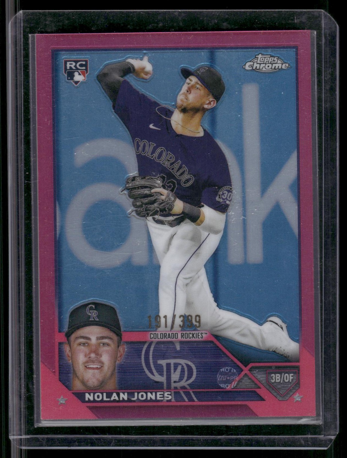 Nolan Jones 2023 Topps Chrome Baseball #43 Pink Magenta Refractor RC #d/399
