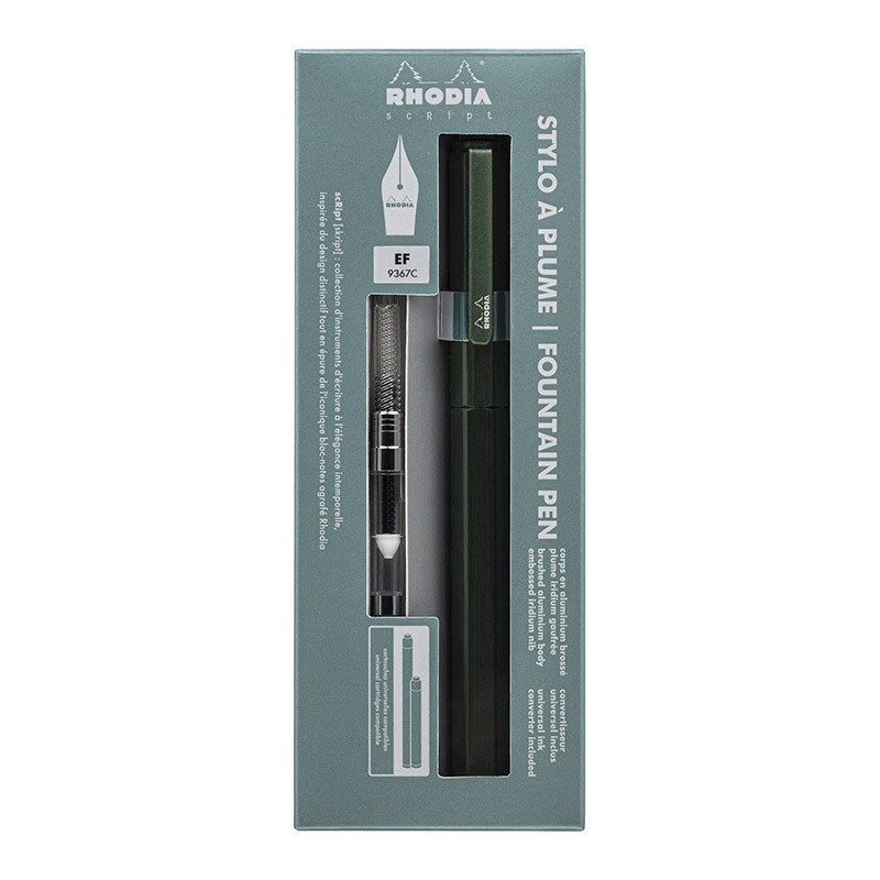 Stylo à plume Rhodia chic en alu vert sauge à offrir pour un anniversaire