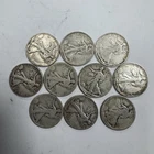 10 Walking Liberty Half Dollars $5 Face Value 90% Silver Coins - Mixed Dates