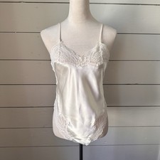Vtg Victoria's Secret Gold Label Ivory Satin Teddy M Bodysuit Lace Bridal