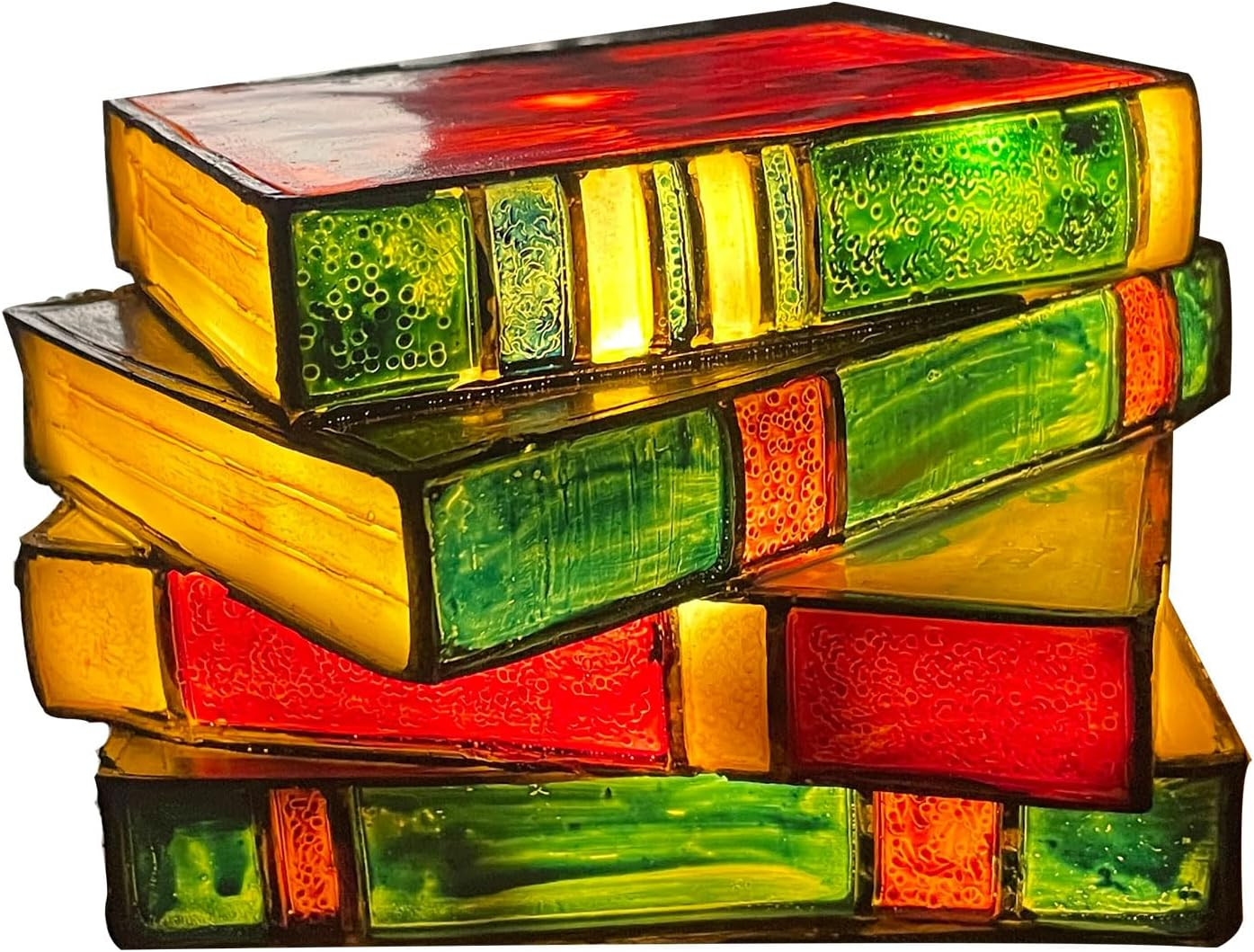 Lampada Da Scrivania Impilabile in Vetro Colorato, in Resina, per Libri, Luce No