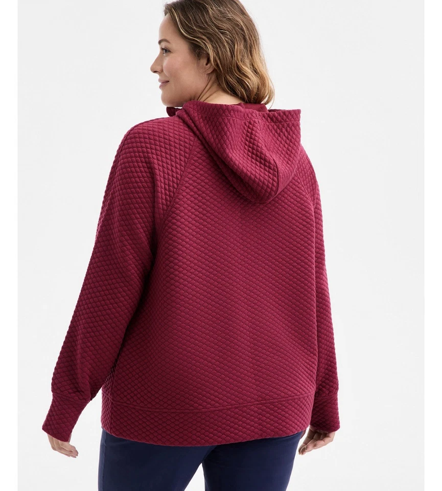 Sudadera con Capucha ID Ideology Mujer Relajada Acolchada Media Cremallera Arándano Talla Grande 1X Foto 2 de 3