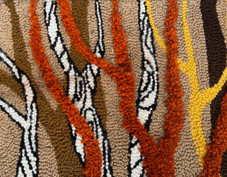 Alfombra tapiz de lana MCM Trees vintage colgante de pared años 60 70 mediados de siglo arte textil Foto 3 de 4