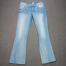 True Religion Joey Jeans Womens 29 Blue Low Rise Flare Distressed Stretch Denim
