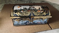 E Otto Schmidt Nurnberg Germany Lrg Tin Metal Box 9.5" x 4.5"x 3.5" Biscuit