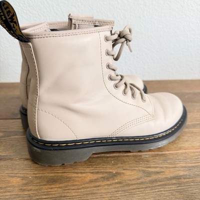 Dr. Doc Martens Eyelet Zip Up Leather Boots Taupe Beige Women's