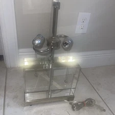 Hollywood Regency Art Deco Mid-Century Modern Lamp Lucite Glass Brass MCM Heavy