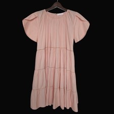 Merlette Allegra Cotton Tiered Dress XS Peach Pink Boho Flutter Sleeve Mini