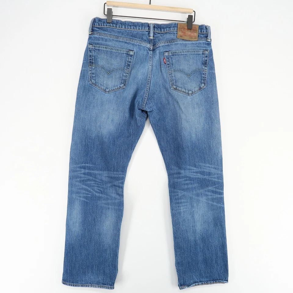 Jeans Levi's 504 Para Hombre 34x30 Azul Pierna Recta Clásico Blanco Roble Cono Denim Foto 3 de 4