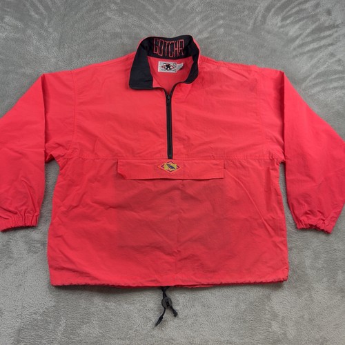 Vtg GOTCHA Surf Skate 80s Pullover Neon Orange Anorak Packageable Jacket Small - Picture 1 of 14