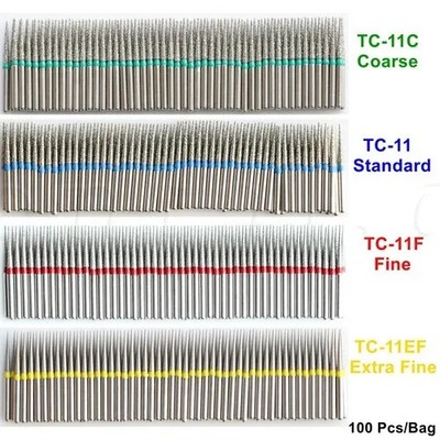 100Pcs Dental Diamond Burs Grit High Speed Handpiece Polishers Dia. 1.6mm Drill
