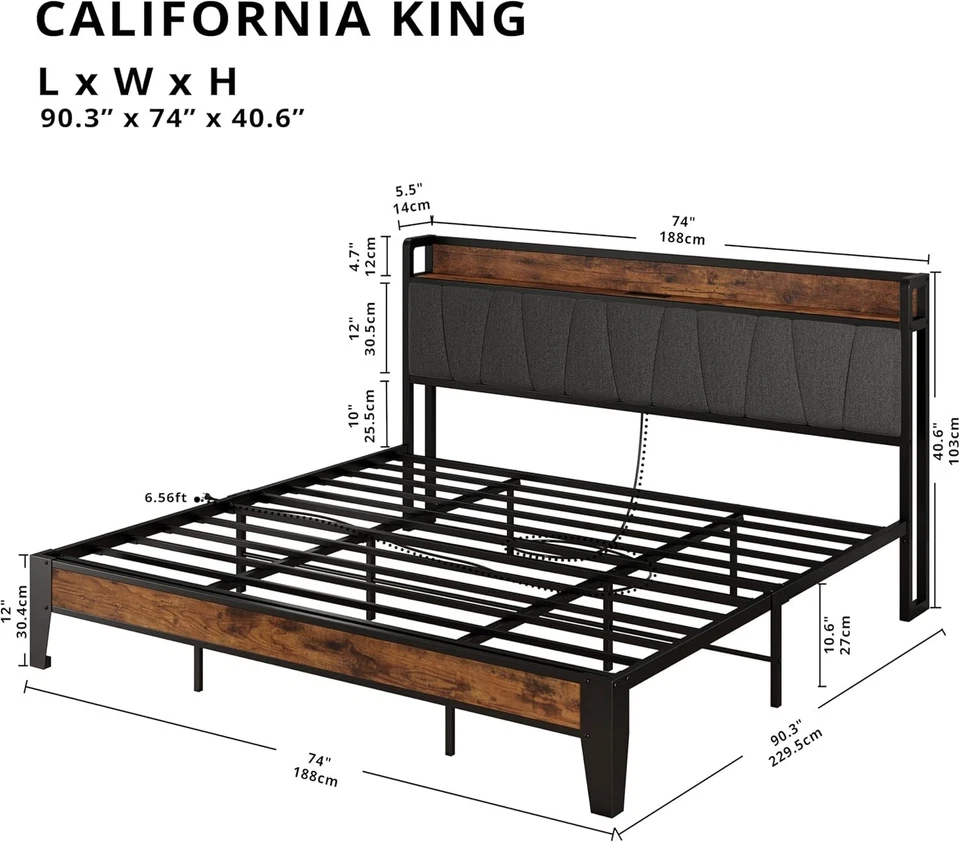 Durable California King Bed Frame with Storing Headboard: A Modern Masterpiece - Image 4 of 4