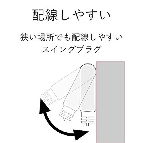 ELECOM power strip Thunder guard swing plug four ports 1m white T-KS02-2410WH - 第 4/7 張圖片