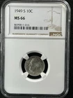 1949-S  10C Roosevelt Dime NGC MS66     8699811-016