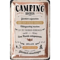 Lanolu Blechschild Regeln FüR Camping Outdoor Retro Deko - 20X30Cm