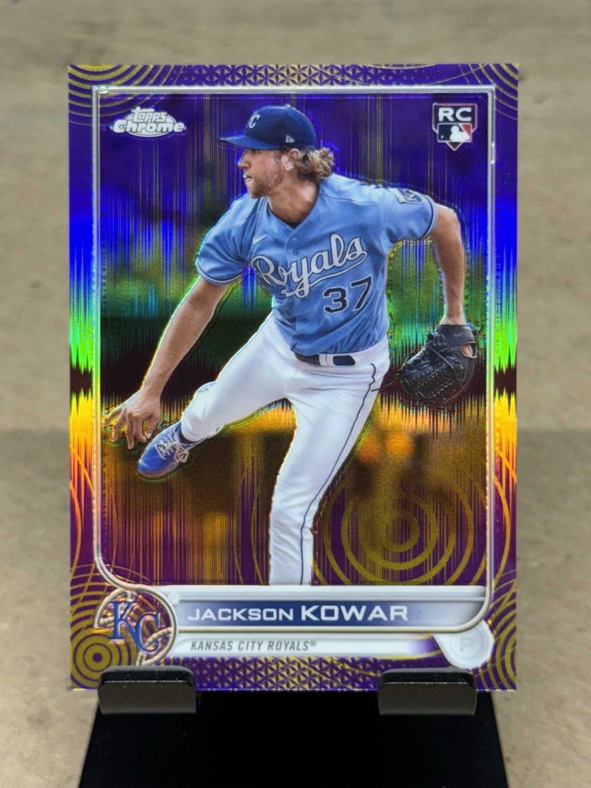 2022 Topps Chrome - Jackson Kowar #188 Purple Speckle Refractor /299 (RC)