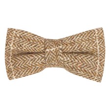 Brown Herringbone Windowpane Check Tweed Bow Tie