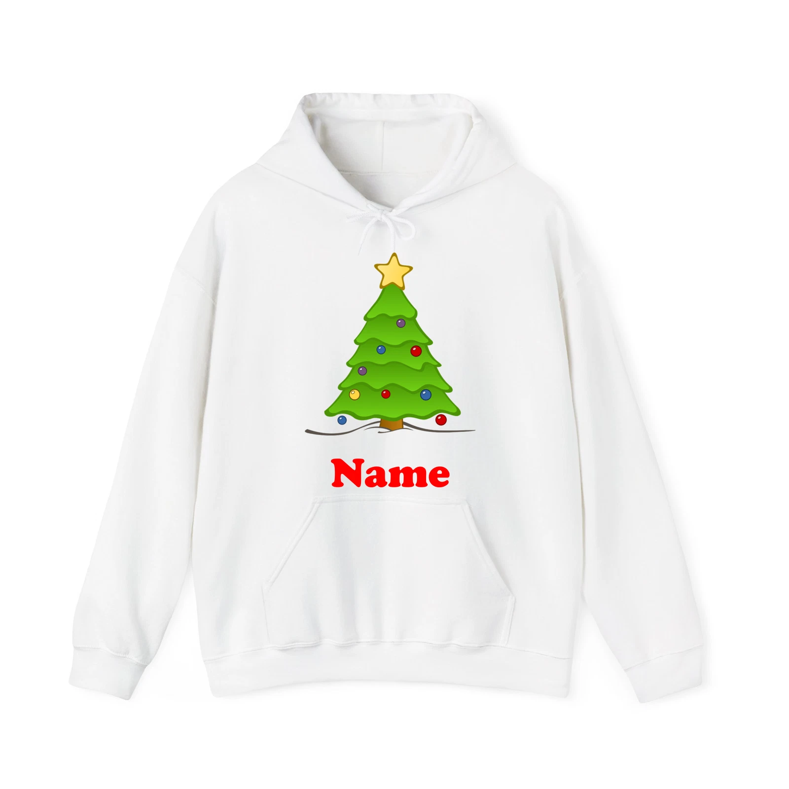 Personalized Name Christmas Tree Hoodie with Christmas Tree Lights