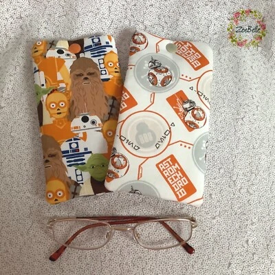 Handmade Glasses Case Soft Padded Spectacle Star Wars Robots BB8 R2D2 Fabric