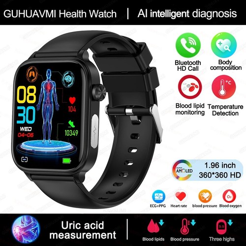 Smartwatch Health Fitness Heart Monitor Tracker Bluetooth Call ECG PPG Men Women - Photo 23 sur 32